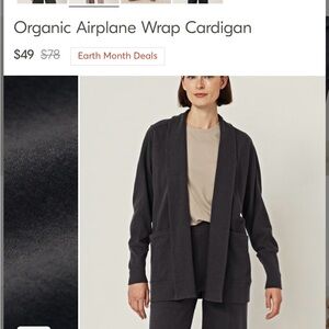 Organic Airplane Wide Leg Pants and Cardigan set - Charcoal